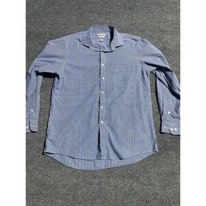Van Heusen Large Mens 16.5 Dress Shirt Blue Checkered Button Down Long Sleeve